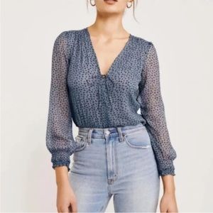 Abercrombie Sheer Long Sleeve Cheetah Bodysuit